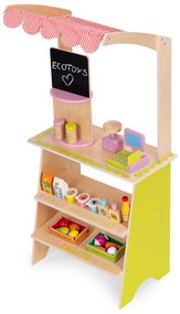 ECOTOYS Drevený detský stánok s pokladňou a váhou