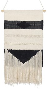 Bavlnená nástenná dekorácia so strapcami béžová a čierna DASKA Beliani