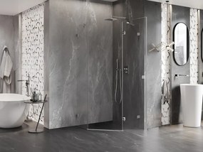 Mexen Lunar, výklopný päťuholníkový sprchový kút pravý 100 x 100 cm, 8mm číre sklo, oceľový profil, 831-100P-100L-97-00-P
