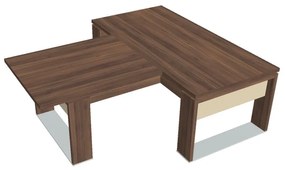 Stôl Verno+ S 200 x 220 cm s rokovacím prvkom, orech / vanilka