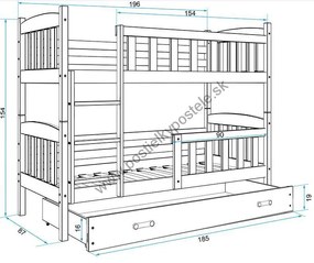 Poschodová posteľ KUBO - 190x80cm - Biela - Zelená
