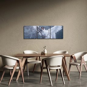 Obraz dievčaťa na jednorožcovi (s hodinami) (90x30 cm)
