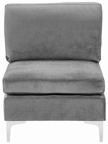 Ľavá rohová 5 miestna modulárna zamatová pohovka s taburetom sivá EVJA Beliani