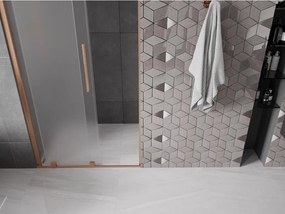 Mexen Velar, posuvné sprchové dvere do otvoru 110 cm, 8mm sklo námraza, medená matná, 871-110-000-31-65