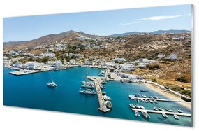 Sklenený obraz Grécko Coast horské mesto 100x50 cm