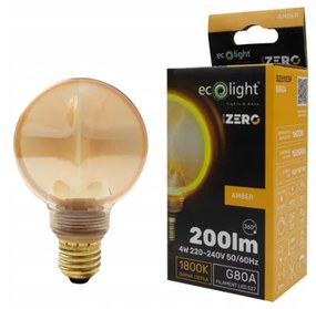 ECOLIGHT Dekoratívna LED žiarovka E27 4W 200lm G80 Amber Retro - rada ZERO