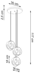 TULOS 3P Závesné svetlo, čierna SL.1088 - Sollux