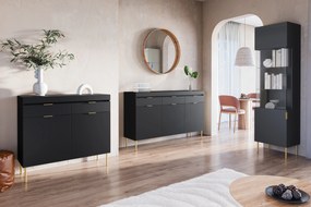 Komoda Sentia 105 cm s 2 zásuvkami - čierna / zlatá