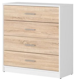 Komoda BRW Nepo Plus 7 (biela + dub sonoma) . Akcia -30%. Vlastná spoľahlivá doprava až k Vám domov. 1098306