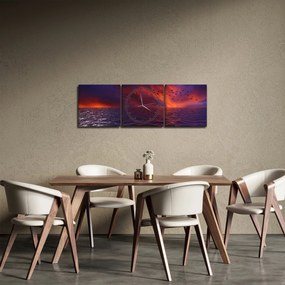 Obraz mora s vtákmi (s hodinami) (90x30 cm)