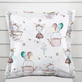 Biante Detská bavlnená obliečka na vankúš s lemom Sandra SA-372 Myšky a konvičky na bielom 60 x 60 cm