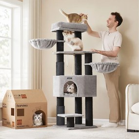 Mačací strom ONYX, 50x50x160cm, šedá/čierna Feandrea