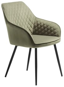 Khaki čalúnené jedálenské kreslo s podrúčkami Milton – Unique Furniture