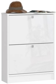 2 krídlový botník 60 cm lesklý biely