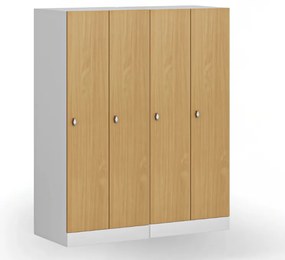 Šatníková skrinka S1 znížená, 2 oddiely, 1500 x 600 x 500 mm, demont, otočný zámok, laminované dvere, dub prírodný