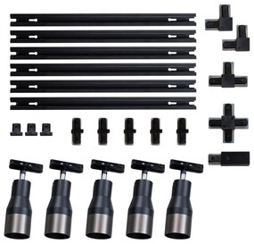 Moderný koľajnicový systém s 5 reflektormi antracitovej farby 1-fázový - Iconic Kohua