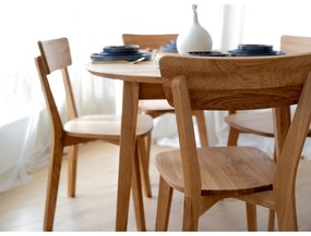 Oblá, moderná stolička z masívu, s dreveným sedákom, 46x50x85 cm
