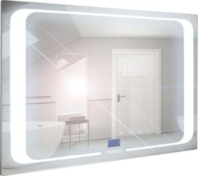 Comodo Zrkadlo závesné s pieskovaným motívom a LED osvetlením Nikoletta LED 4 KÚPEĽŇOVÝ NÁBYTOK-Typ: dotykový vypínač a digitálny displej s hodinami,…