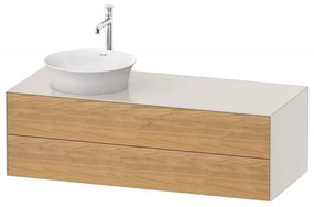 DURAVIT White Tulip závesná skrinka pod umývadlo na dosku vľavo, 2 zásuvky, 1300 x 550 x 408 mm, dub prírodný masív/nordická biela matná, WT4987LH539