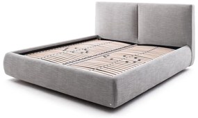 Sivá čalúnená dvojlôžková posteľ s úložným priestorom s roštom 180x200 cm Atesio – Meise Möbel
