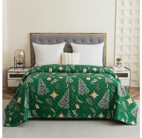 Prehoz na posteľ GREEN CHRISTMAS zelený Rozmer: 170 x 210 cm