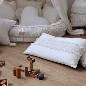 Boho vankúš srdca s bublinkami vanilka 44 cm