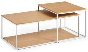 Konferenčné stolíky v súprave vo svetloprírodnej farbe 2 ks s doskou v dubovom dekore 50x100 cm Yoana – Kave Home