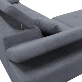 Rozkladacia rohová sedacia súprava s úložným priestorom vo tvare L CASTELO ľavá tmavošedá