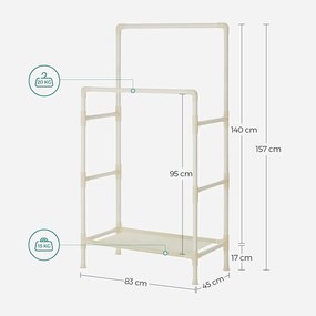 SONGMICS Stojan na oblečenie s dvoma konzolami biely