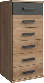 Úzka skrinka so zásuvkami Cork, 46 cm, doskový dub/grafit