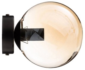 Nástenné svetlo Glassy 1-pl čierna, sklo jantárová