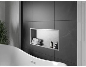 Mexen X-Wall-R, polička na zapustenie na obklad s golierom 75 x 30 cm, oceľová, 1910753010