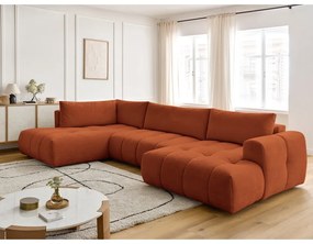 Rozkladacia/s úložným priestorom rohová pohovka v tehlovej farbe (ľavý roh/do tvaru "U") Fuji – Bobochic Paris