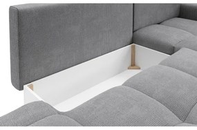 Rozkladacia rohová čalúnená sedacia súprava s úložným priestorom do tvaru L ALMADA pravá šedá