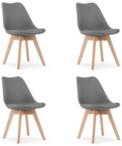 Set 4 stoličiek MARK sivé - hnedé nohy