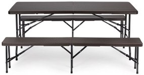 Bestent Cateringová súprava stôl + 2 lavičky 180cm Brown Rattan
