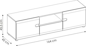 Široká TV skrinka Linate, biely lesk/dub