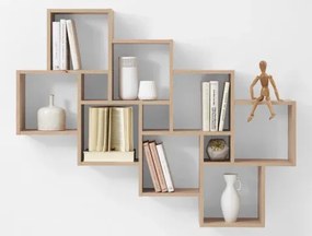 Nástenný regál Laurio, dub sonoma, 11 priehradok%