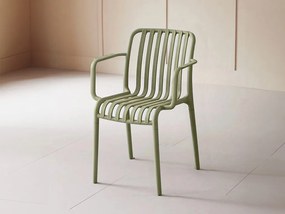 Plastová stolička TREGO s podrúčkami, zelená