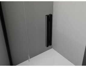 Mexen Exo, štvrťkruhový sprchovací kút s posuvnými dverami 70 x 70 cm, 6mm číre sklo, čierny profil, 8131-070-070-70-00
