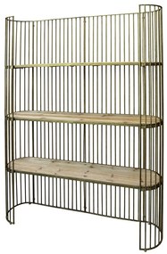 Mosadzný antik kovový regál/ knižnica s policami Monnio - 167*38*186 cm