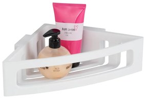 Biela rohová samodržiaca plastová kúpeľňová polička Bralia - Wenko