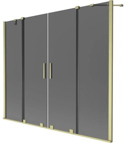 Mexen Velar Duo, 2-krídlová posuvná vaňová zástena 170 x 150 cm, 8mm šedé sklo, zlatý matný profil, 896-170-000-42-55