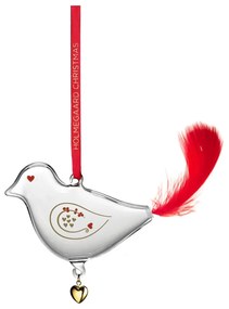 Sklenená ručne fúkaná vianočná ozdoba 7 cm Ann-Sofi Romme Annual Christmas Bird 2025 – Holmegaard