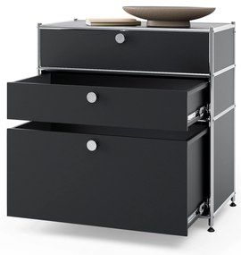Kovová komoda »CN3« s 3 zásuvkami, čierna