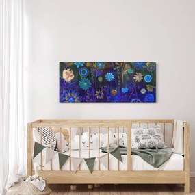 Obraz tmavomodrých kvetov (120x50 cm)