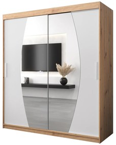 Šatníková skriňa 180 cm Eclipse (dub artisan + biela matná). Akcia -26%. Vlastná spoľahlivá doprava až k Vám domov. 1063421