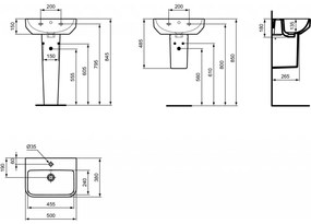 Ideal Standard i.life S - Umývadlo 500x370 mm, s prepadom, biela T458501