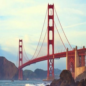Ozdobný paraván New York Golden Gate - 110x170 cm, trojdielny, obojstranný paraván 360°