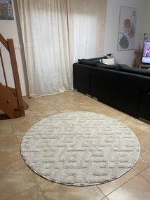 Ayyildiz, Kusový koberec Pisa 4708 Cream kruh, 120x120 (priemer) kruh, biela, obývacia izba